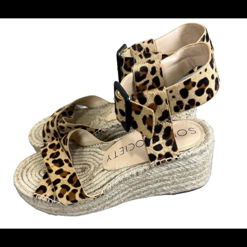 Sole Society Austin’s Leopard Print‎ Leather Espadrille Sandals Size 7